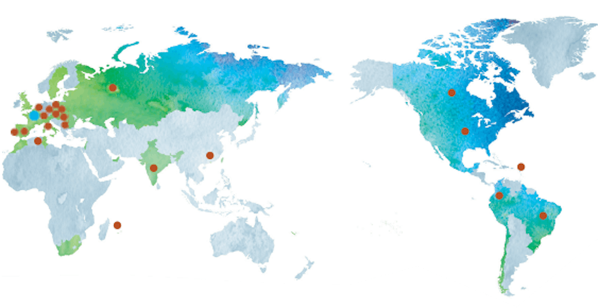 Mapa světa - zastoupení Boiron