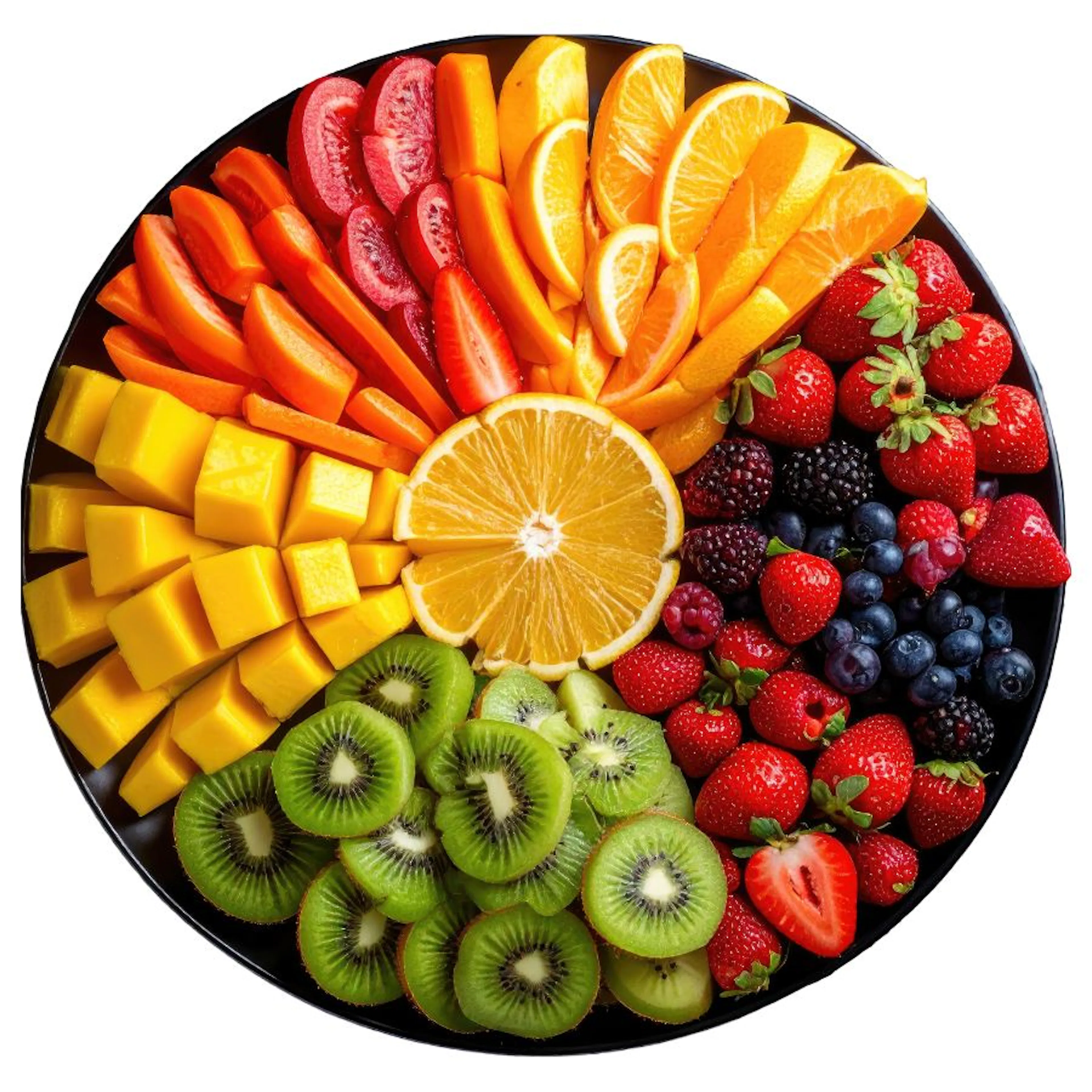Assiette de fruits colorés riches en vitamines et antioxydants pour la peau