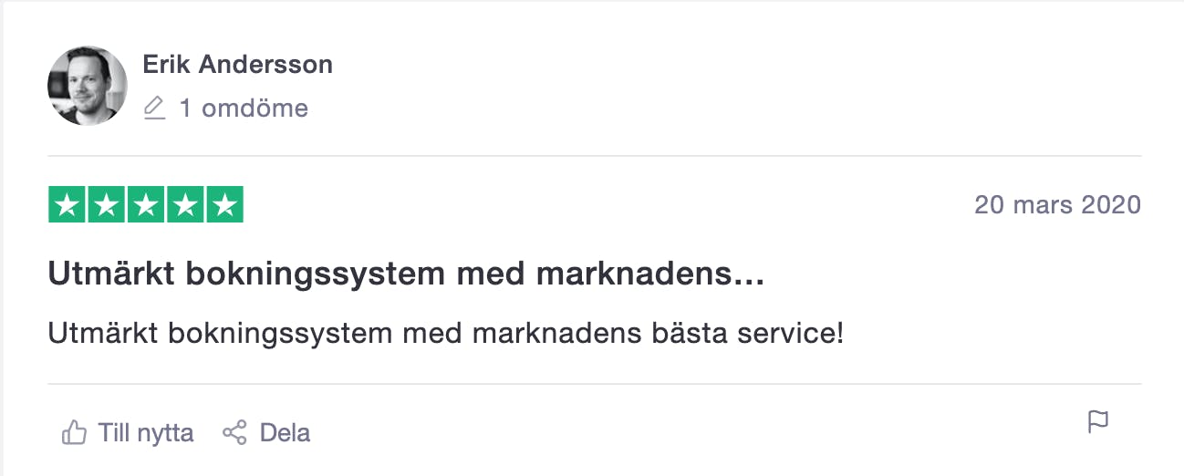 Ge omdömen till BokaMeras bokningstjänst