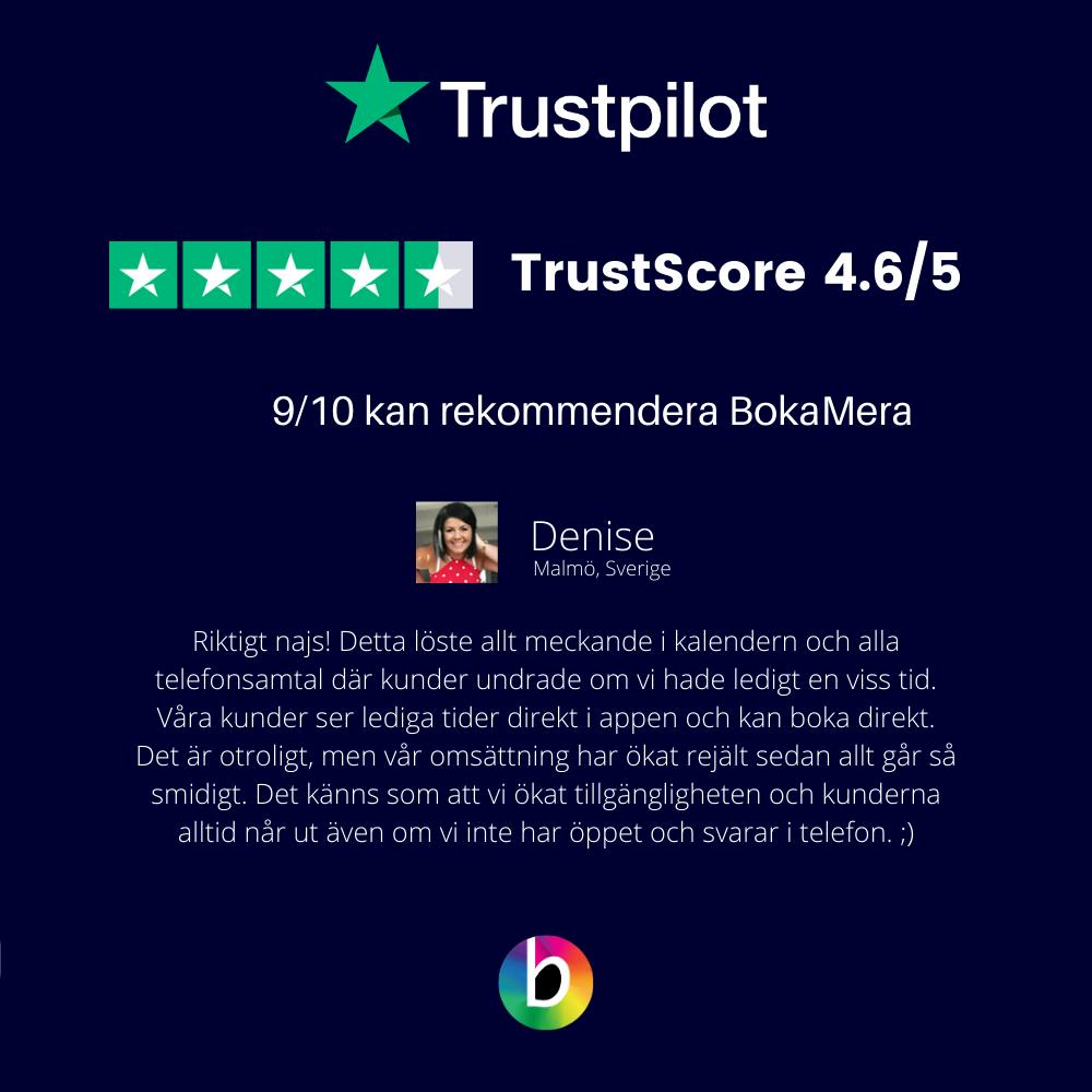 Trustpilot BokaMera rating 