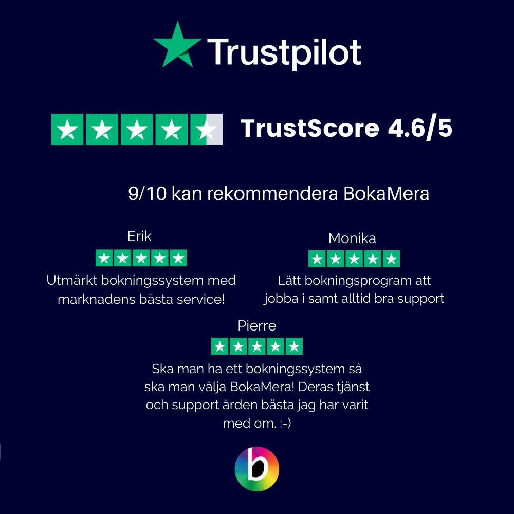 Trustpilot BokaMera rating 