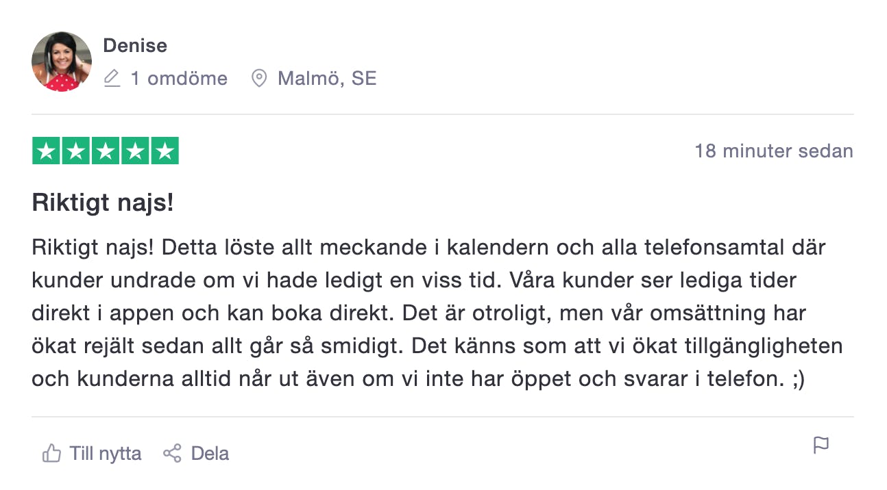 Nöjda kunder hos BokaMera 