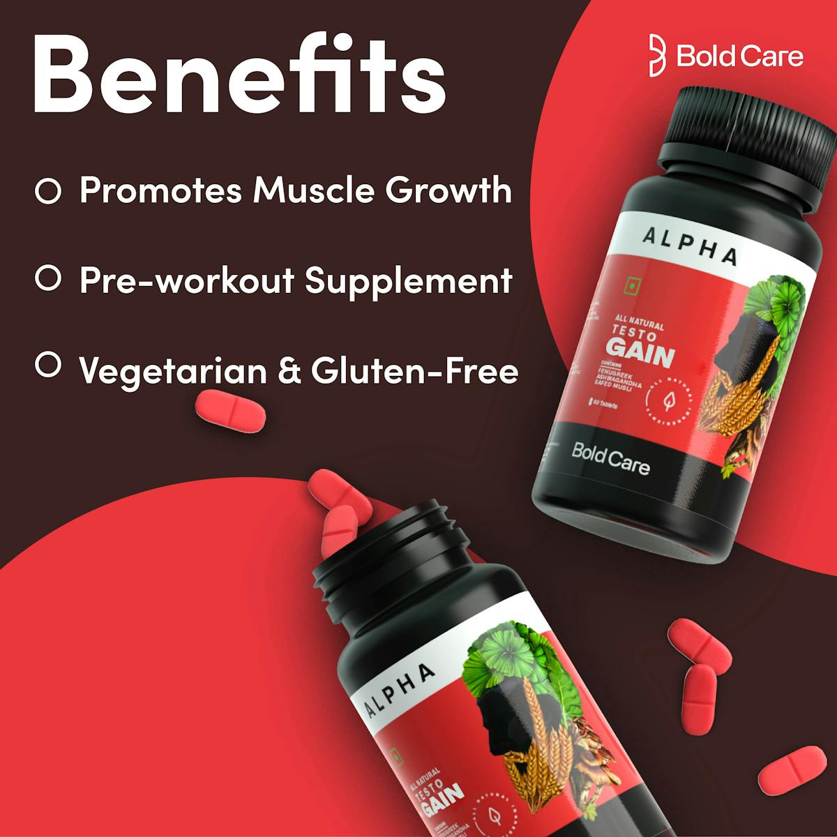 Alpha Natural Testosterone Booster, 60 Tablets Bold Care™