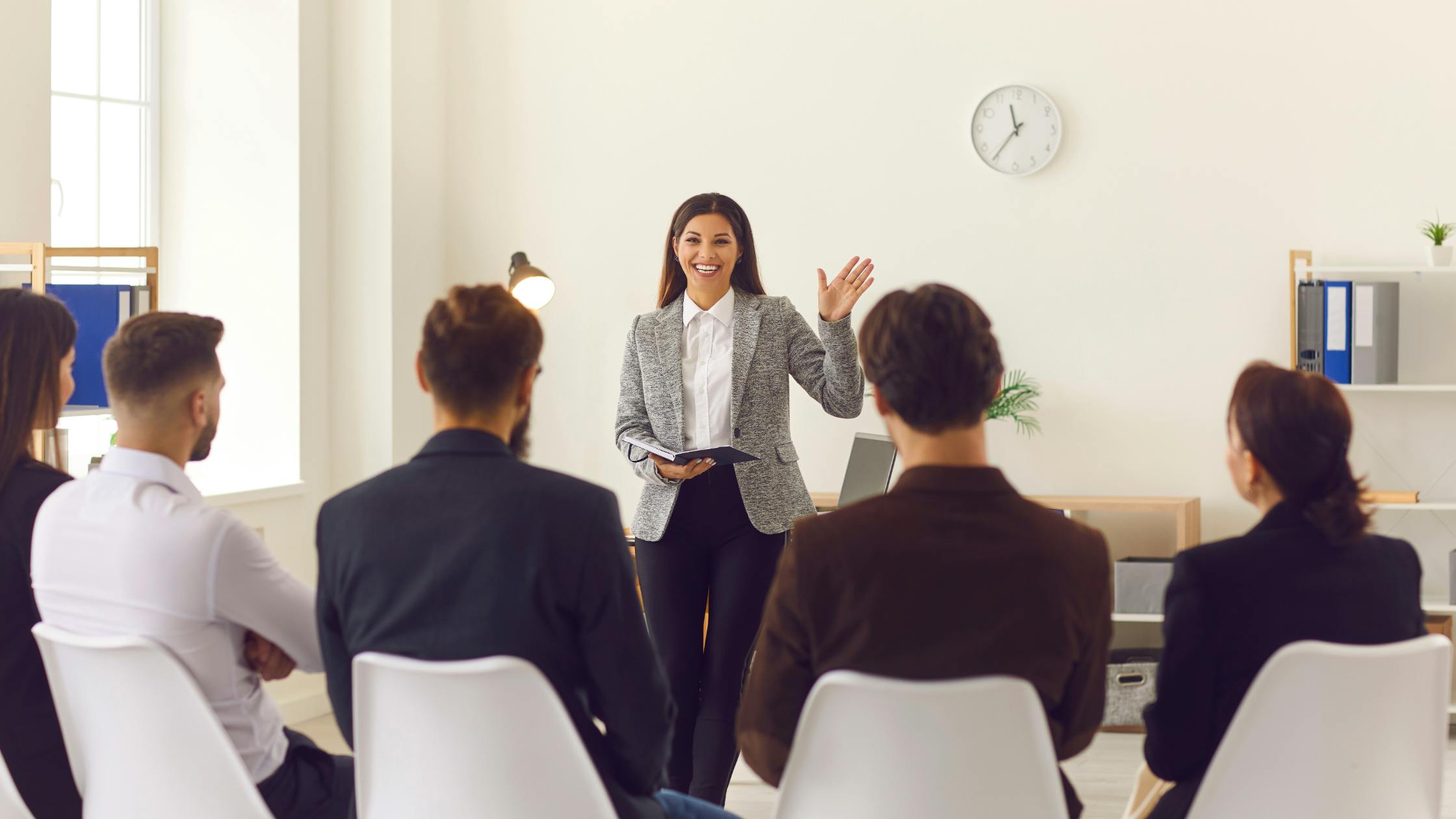 Group of people is having coaching meeting