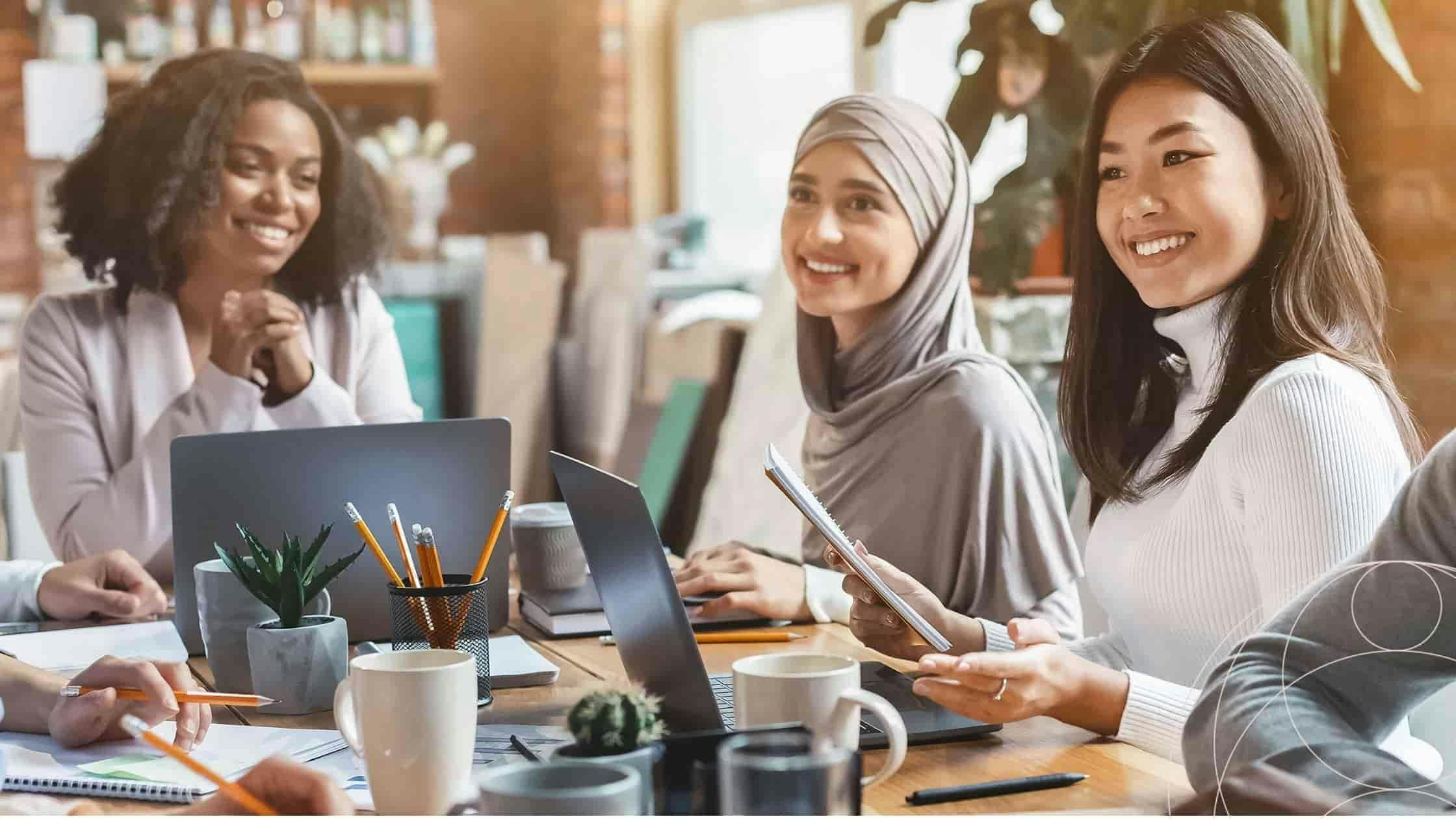 Group coaching meeting in office
