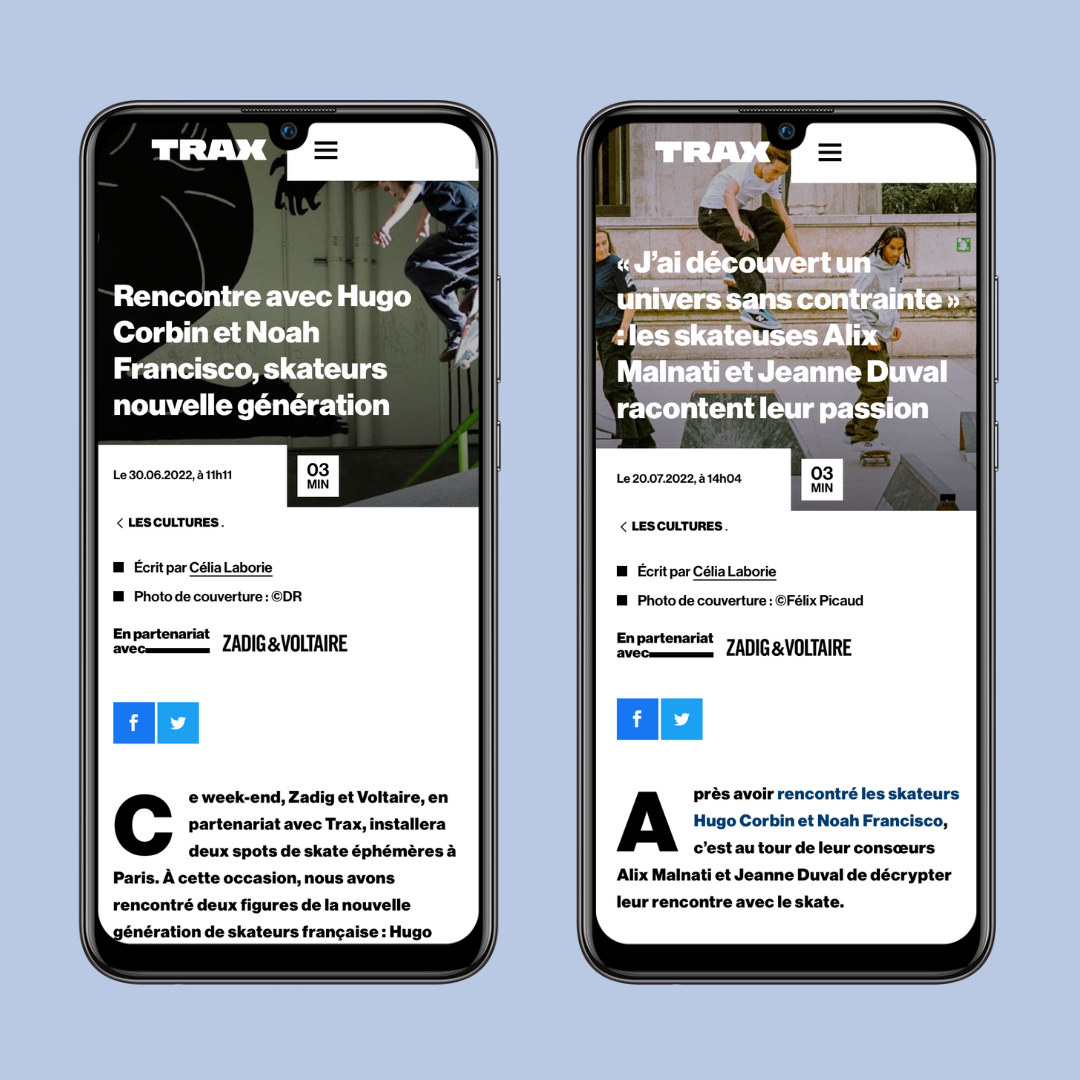 Articles Trax Magazine sur les skateurs 