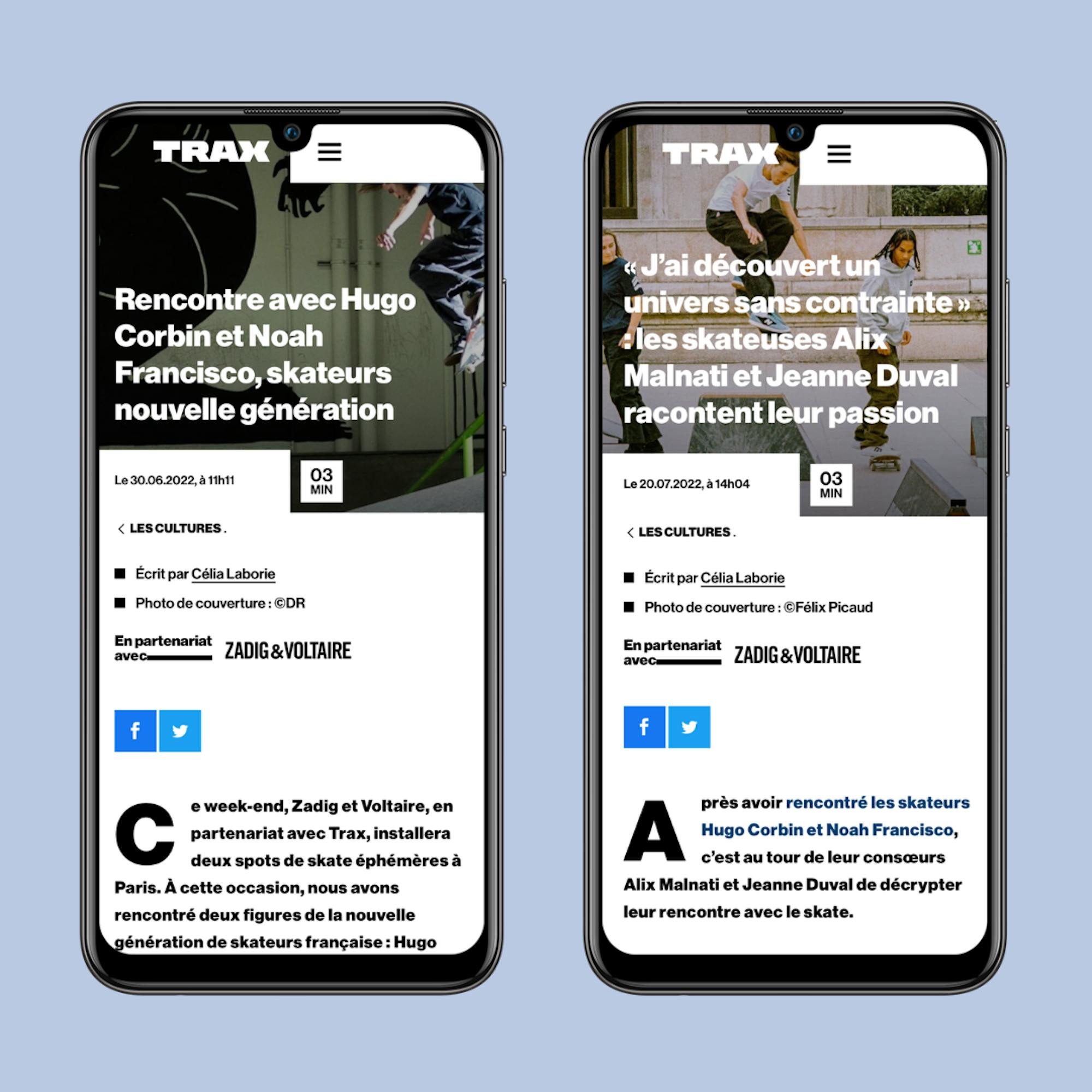 Articles Trax Magazine sur les skateurs