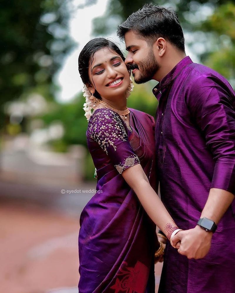 Saree and kurta couple