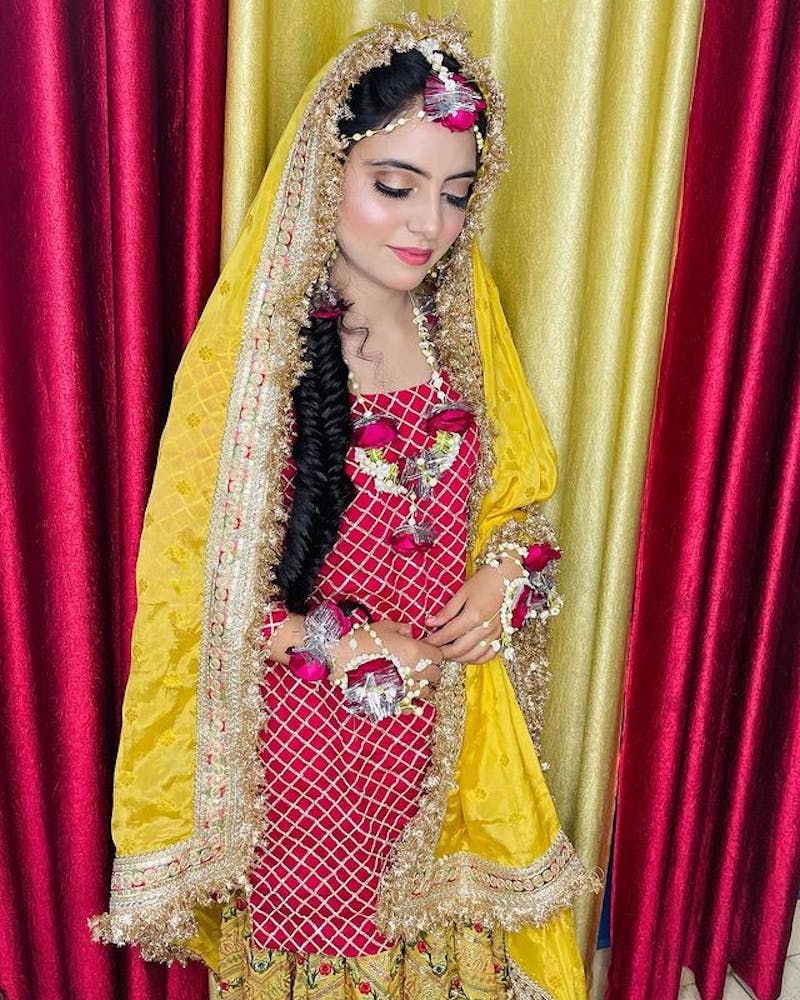 Magenta yellow lehenga