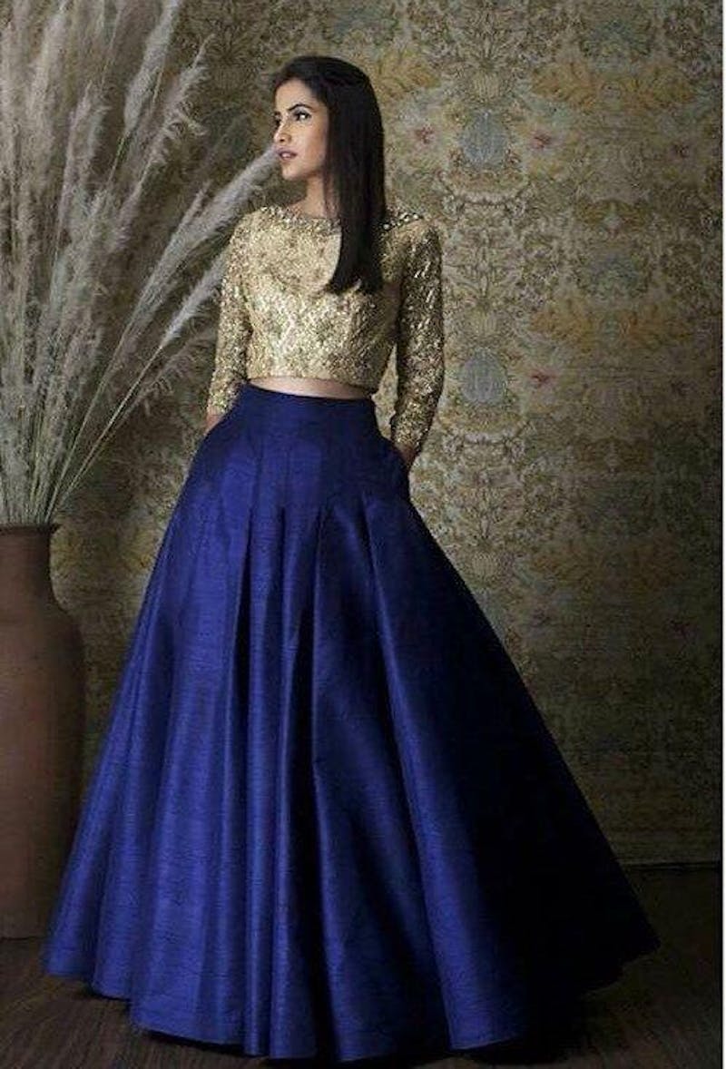 Golden and blue lehenga