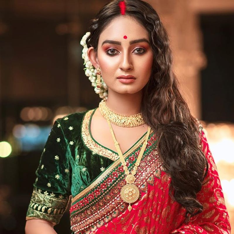 hot pink saree look