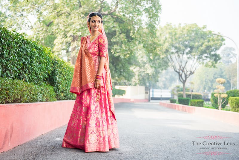 red saree lehenga