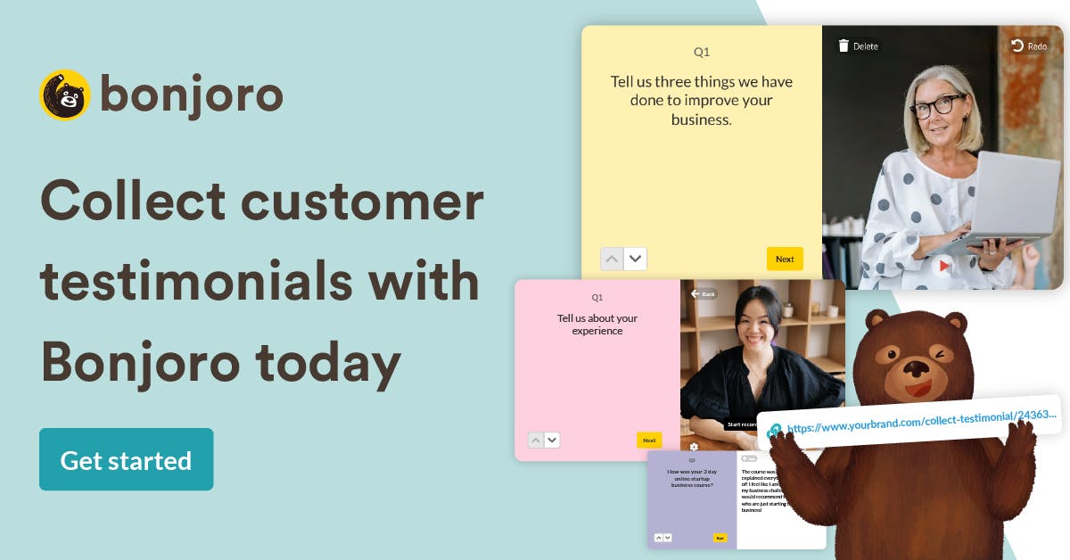 Image showing testimonial questions being answered by customers with videos