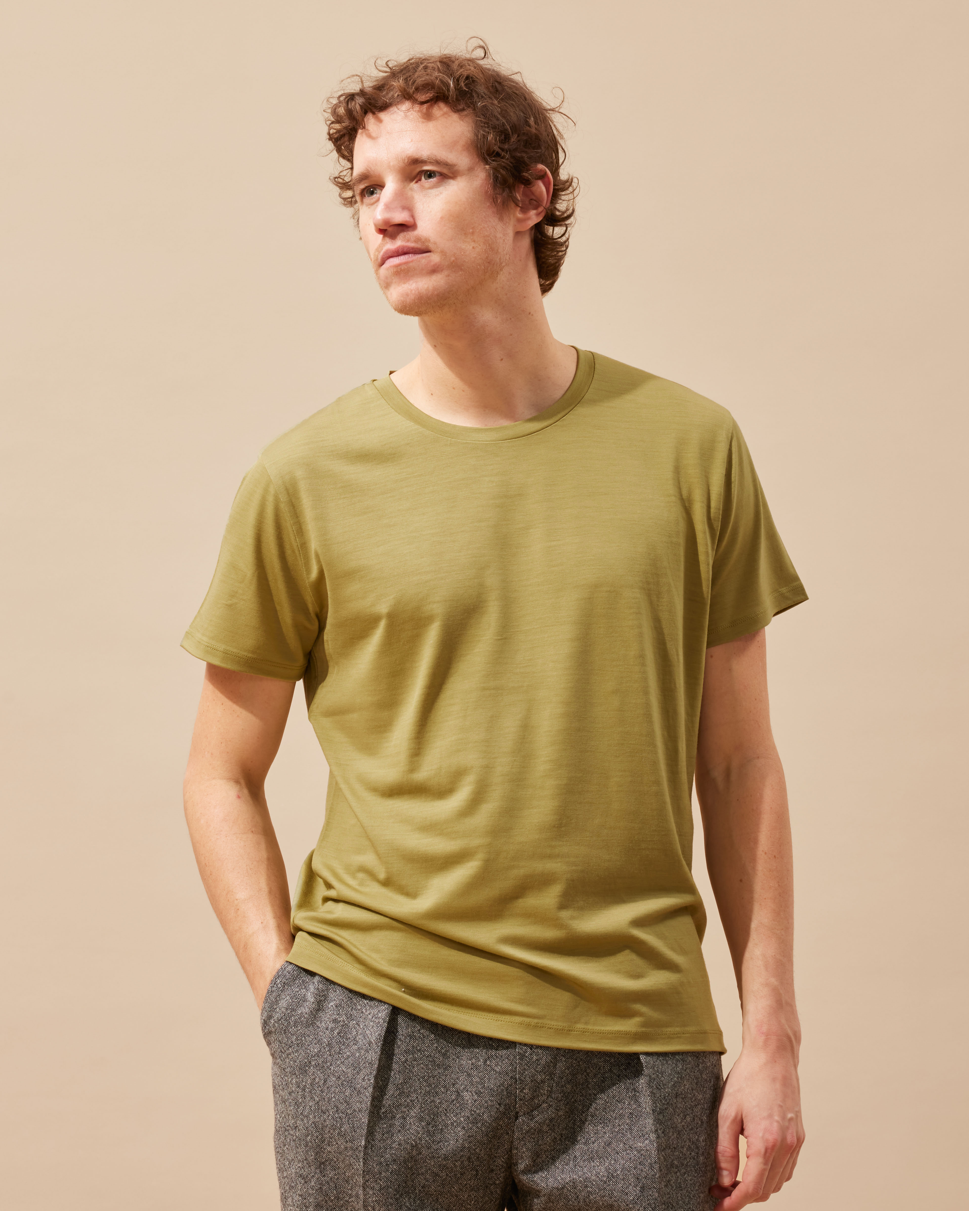 T-shirt homme en lin, Vert clair