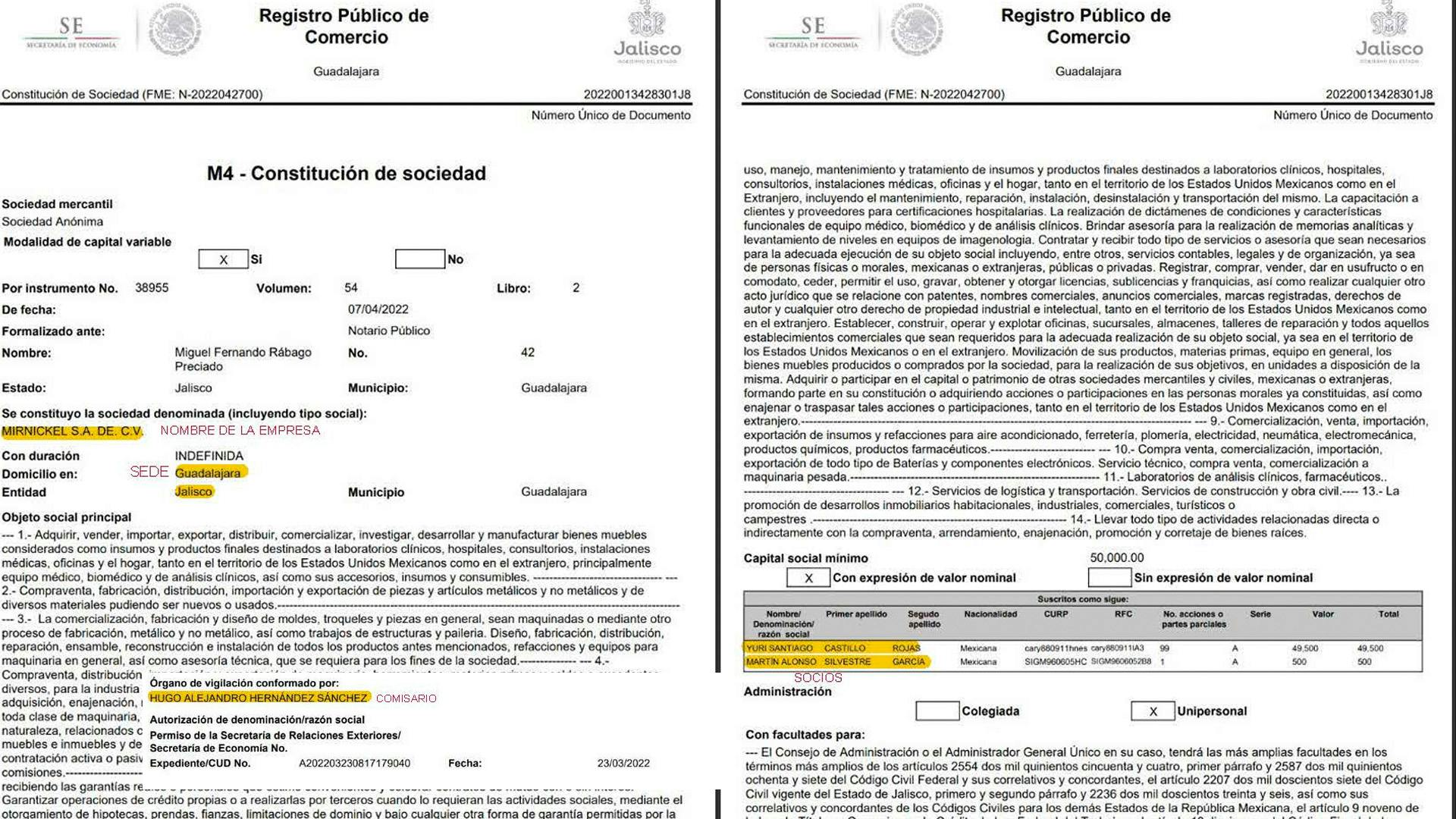 Acta constitutiva de Mirnickel