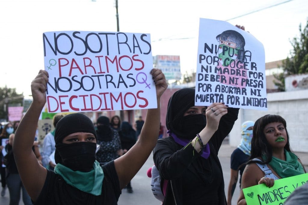 Protesta contra la penalización del aborto en Juárez.