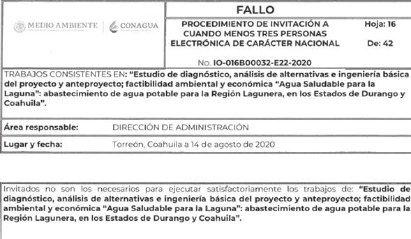 Documento de fallo de invitación