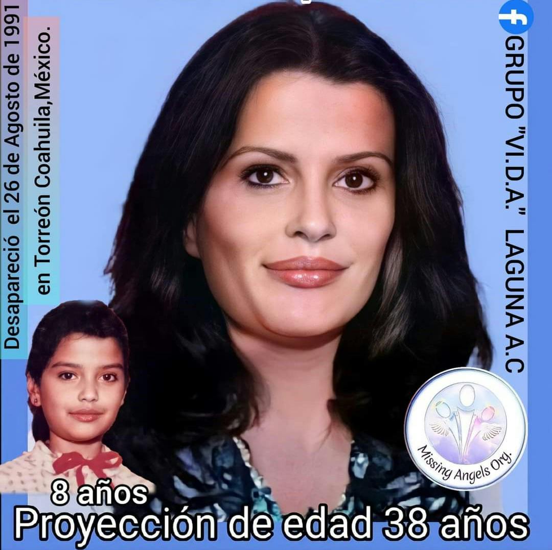 Proyección de 38 años Edna Xóchitl desaparecida desde 1991