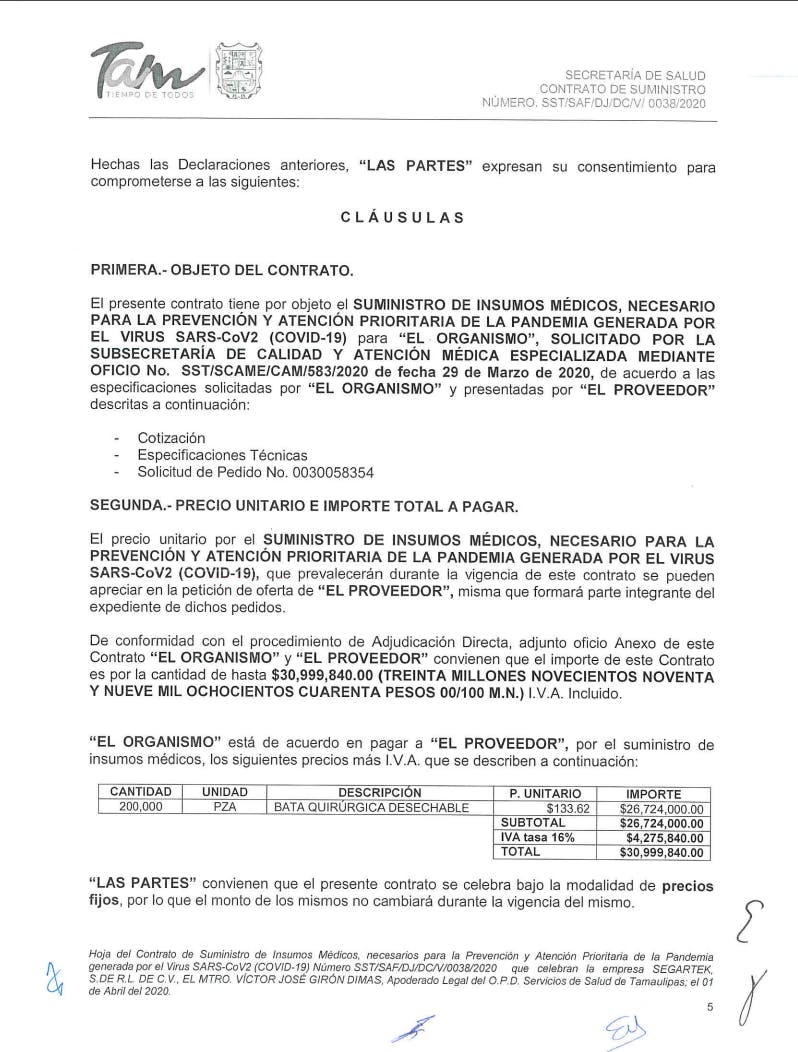 Contrato con SEGARTEK