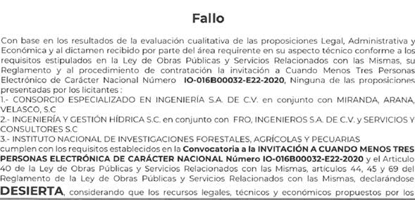 Documento de fallo de invitación