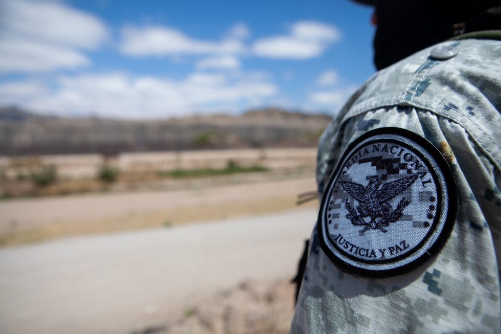 Guardia Nacional en la frontera mexicana con Estados Unidos. 