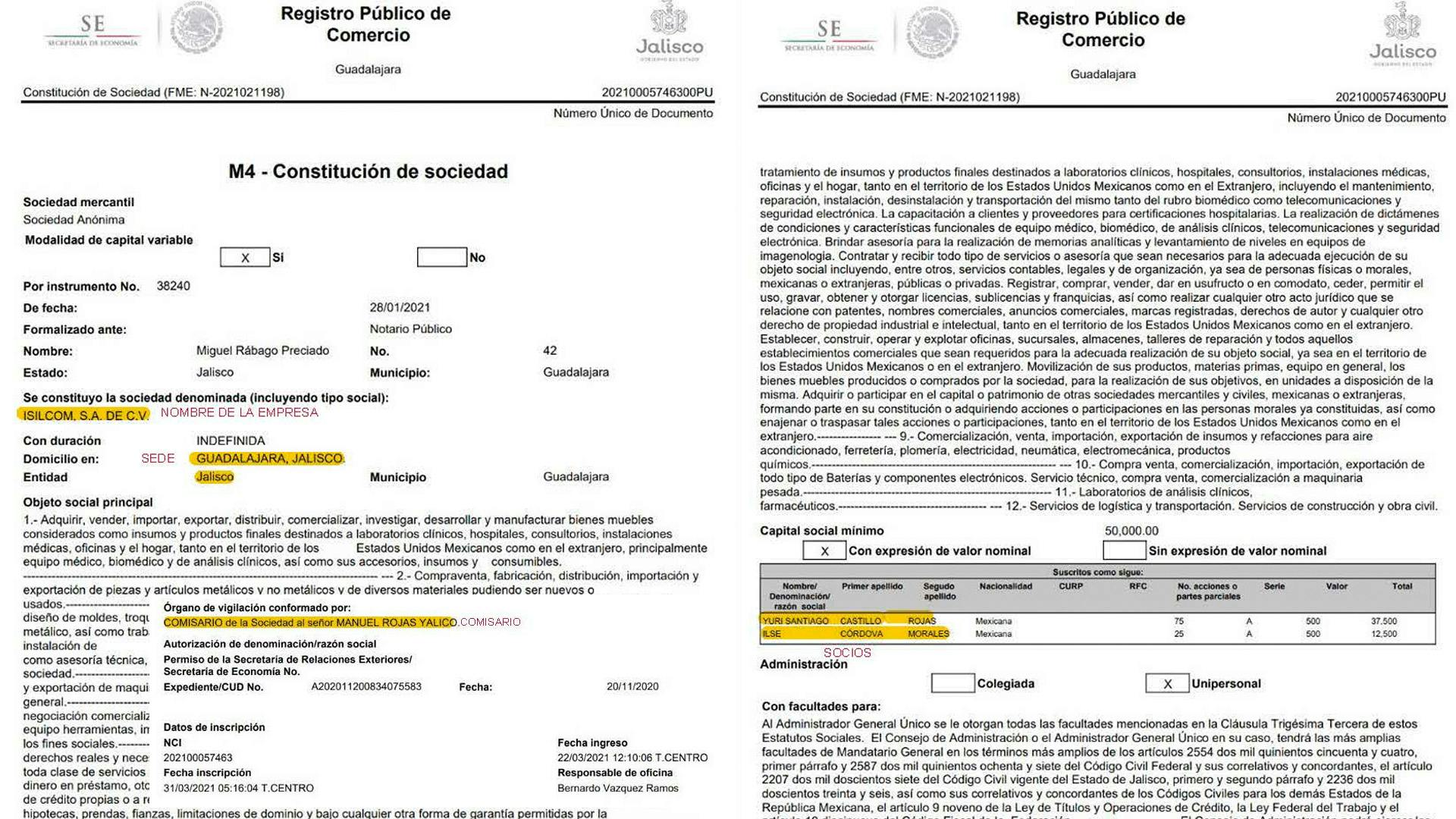 Acta constitutiva de Isilcom