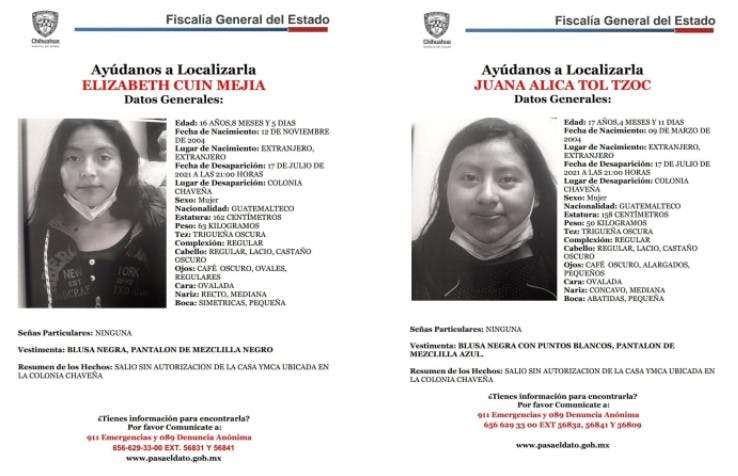 Adolescentes migrantes desaparecidas en Juárez.