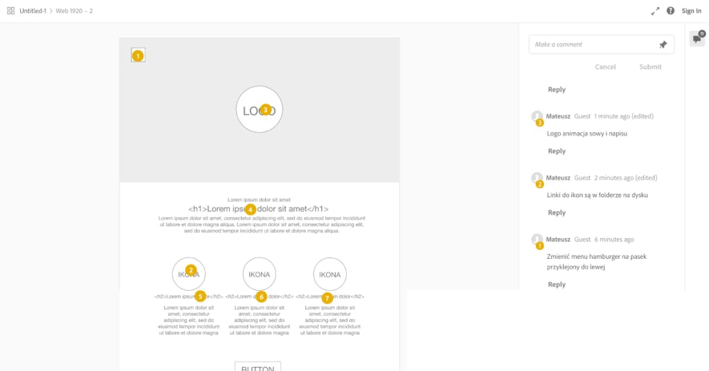Web design, mock-up