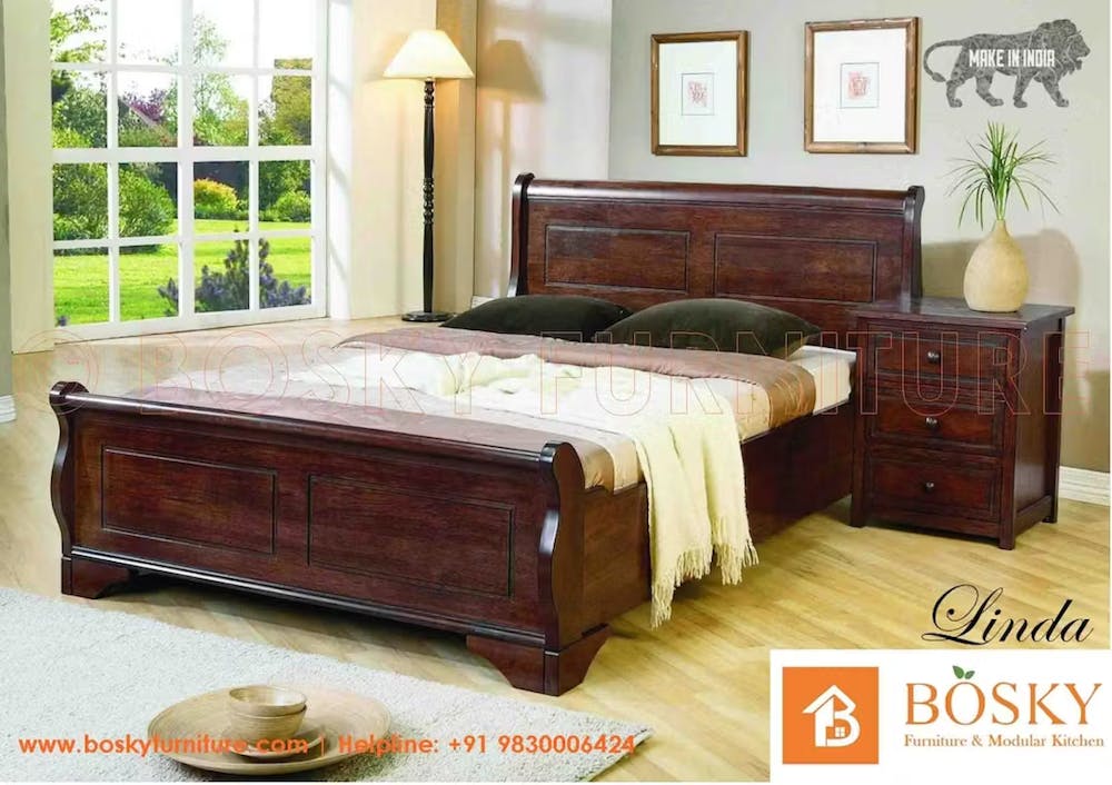 A teak wood bed set for modern interior decor ideas pic