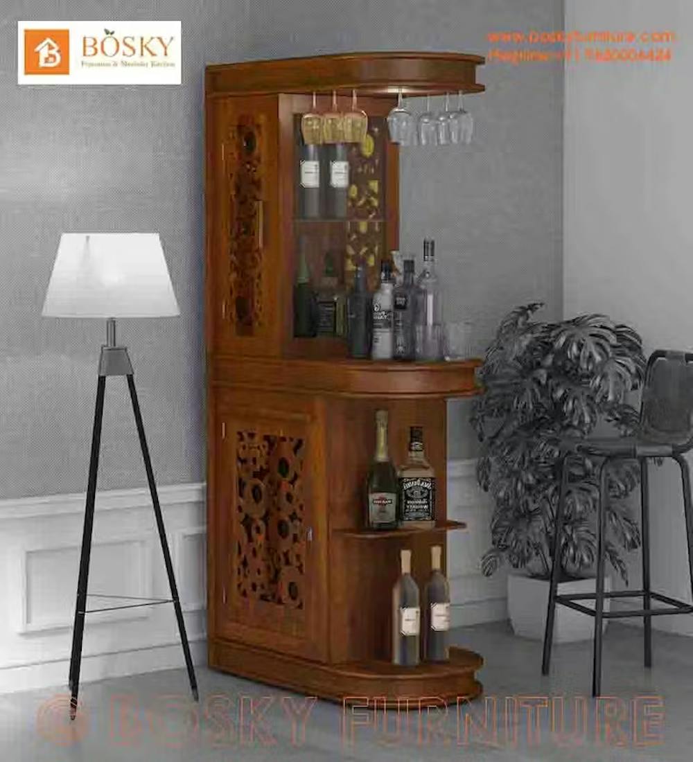 Wooden finish unique standing bar set image