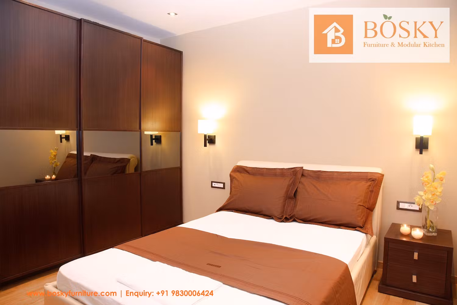 Mirror in solid wood wardrobe customization pic