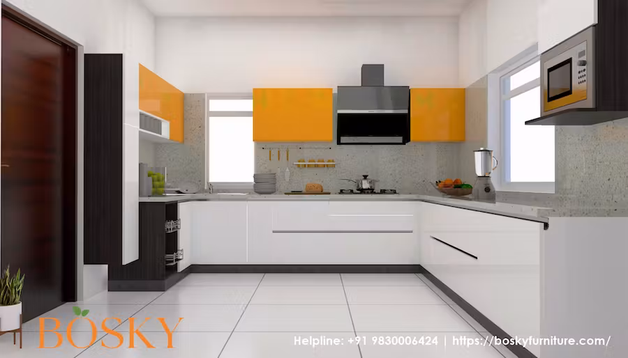Huge L-shaped kitchen in modular design image