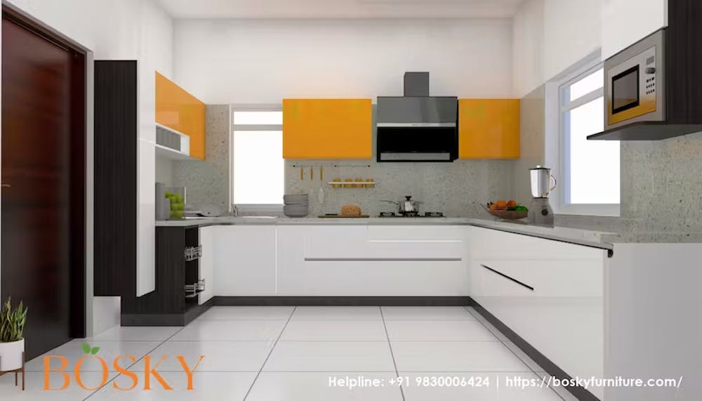 L-shaped Modular Kitchen | Bosky Interior