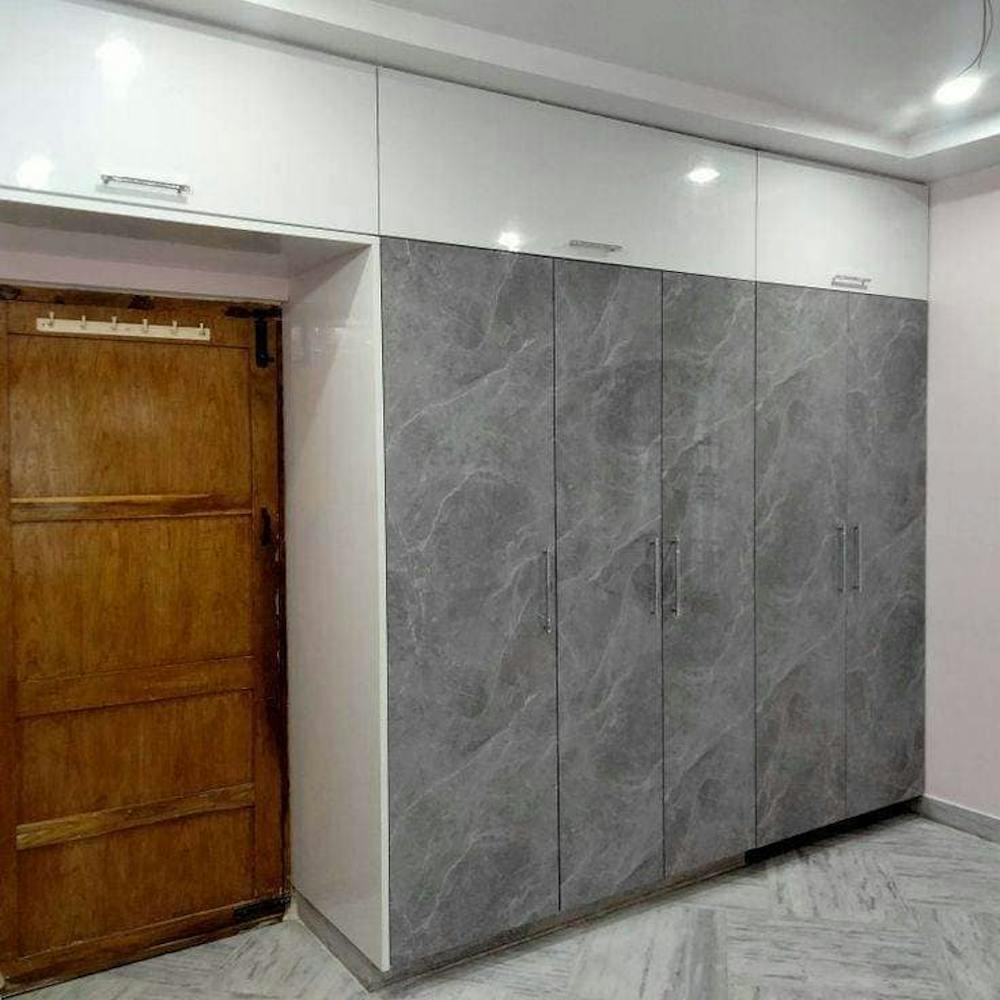 Grey and White Combination Wardrobe | Bosky Interior