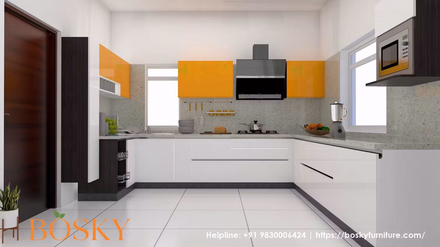 Glossy finish modular kitchen image