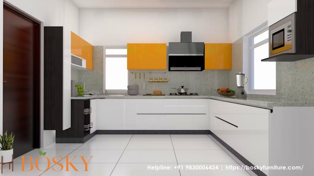 Glossy finish modular kitchen image