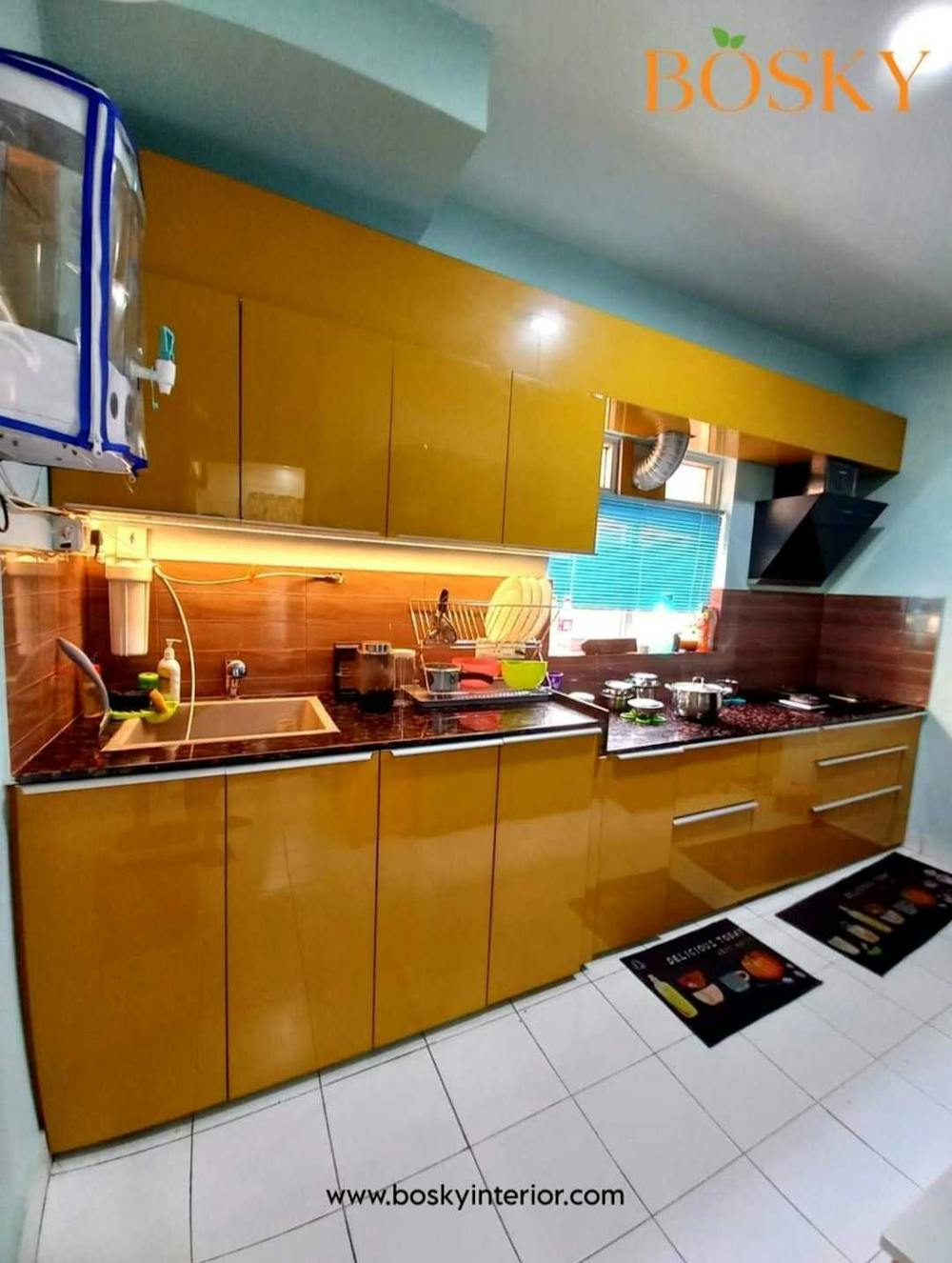 Yellow colored modular kitchen