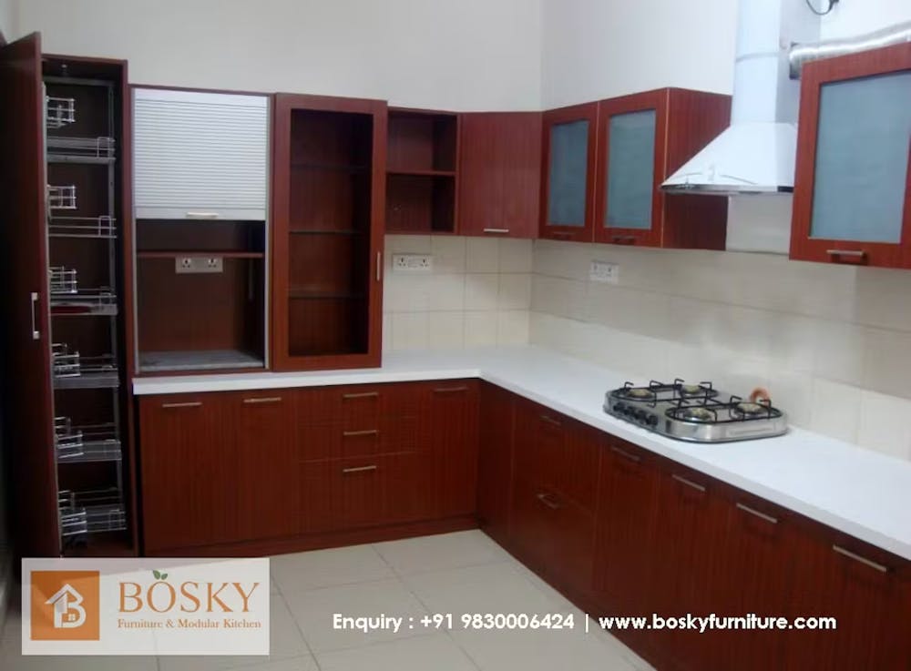 Wooden furninishing in modular kitchen design