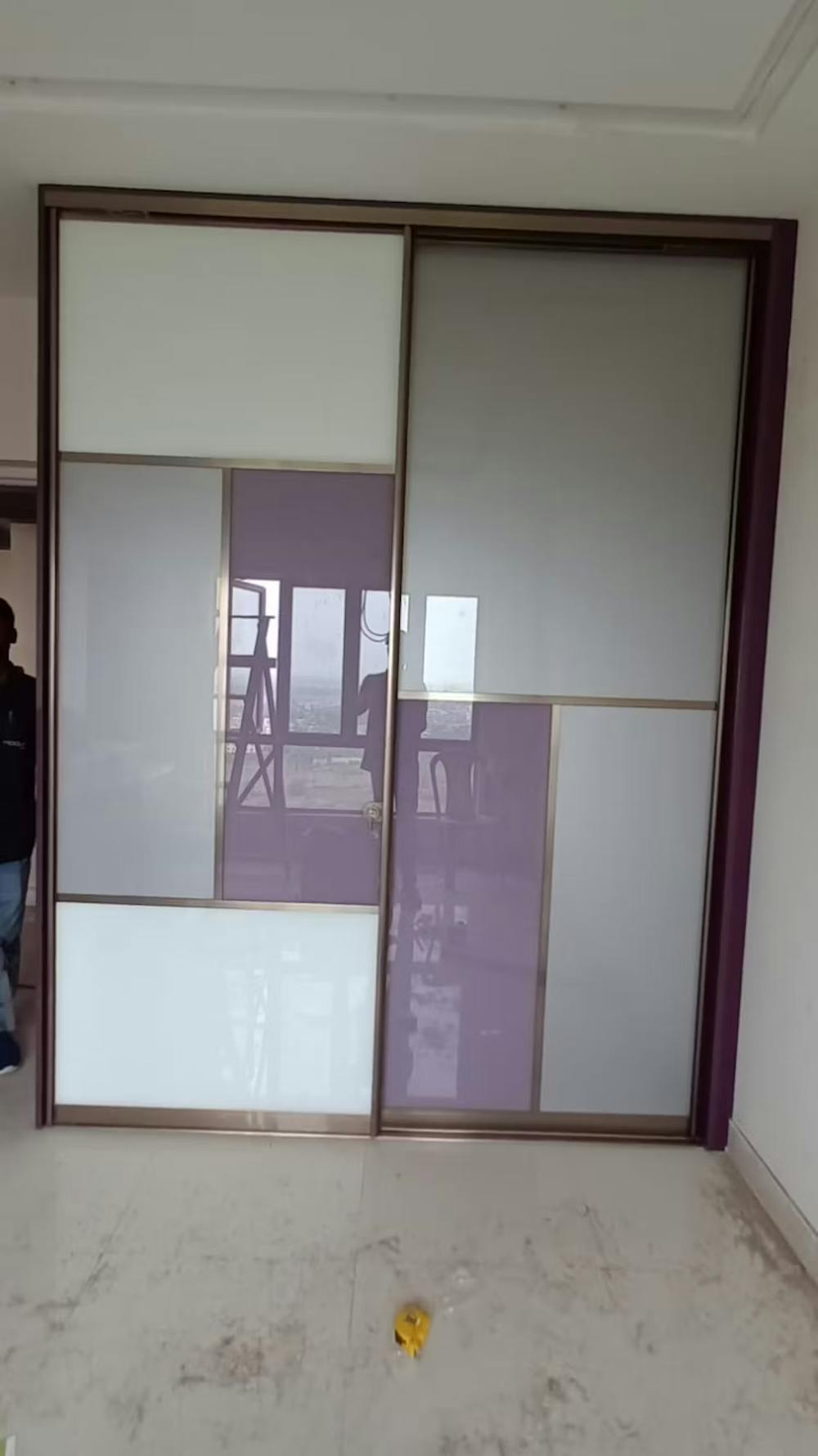 A purple and white particleboard wardrobe image