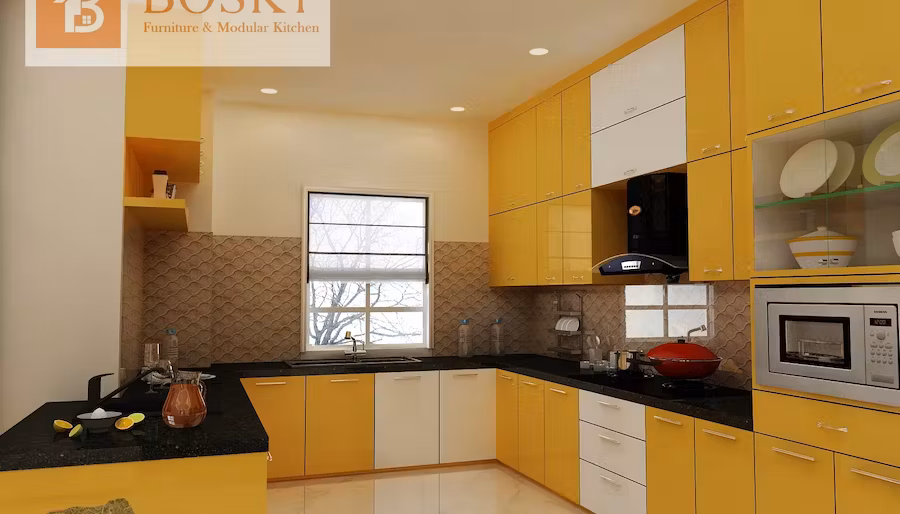 A summer time looking modular design in kitchen pic