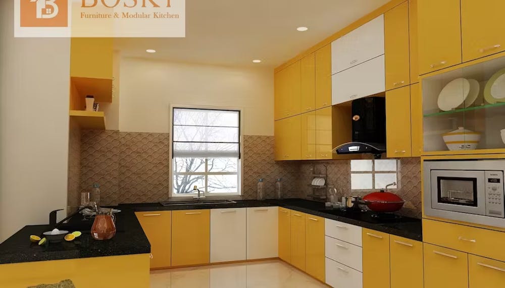 A summer time looking modular design in kitchen pic