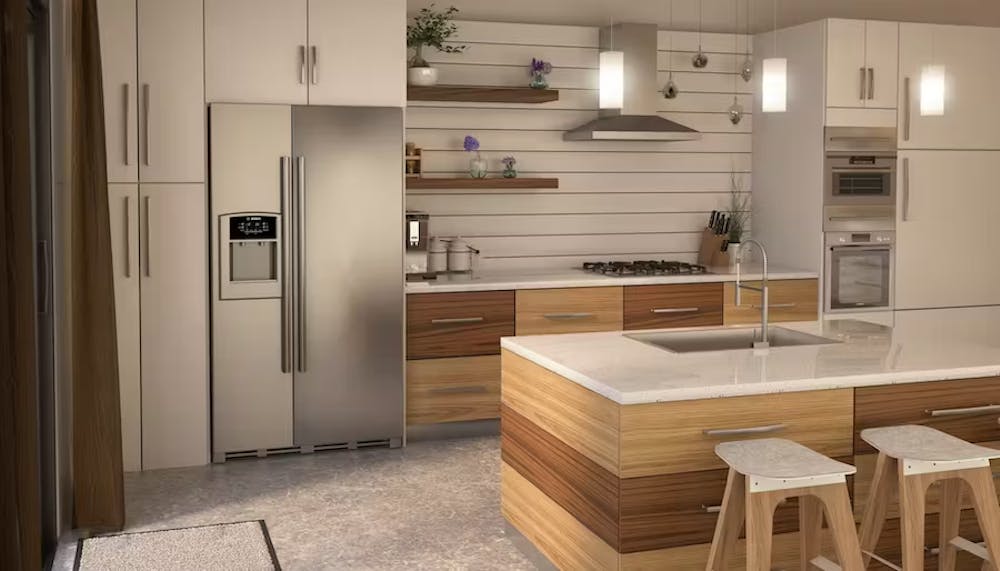 A high-end modular kitchen with open space