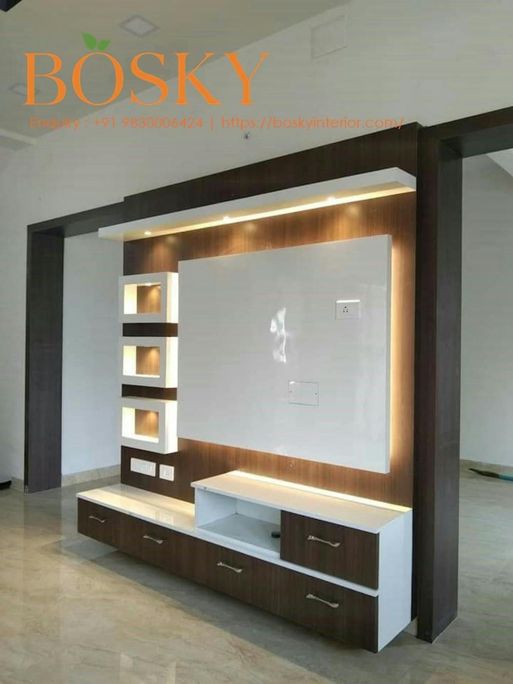 Bosky Interior TV Panel Design in Living Room