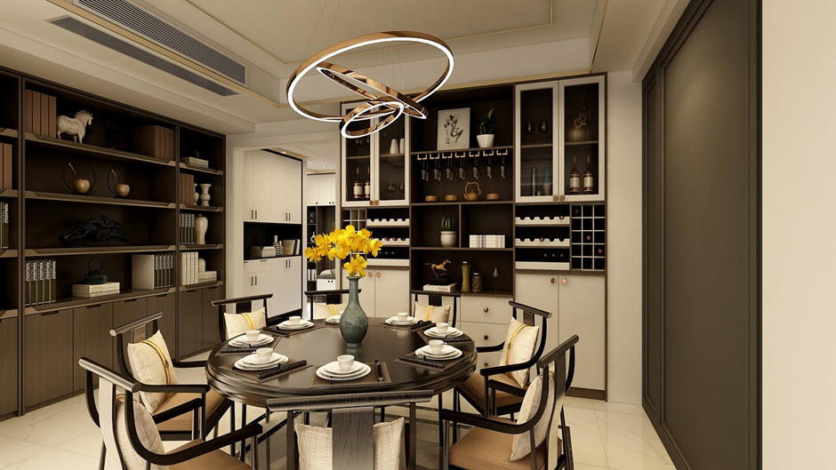 Classic Black Round Dining Table Design