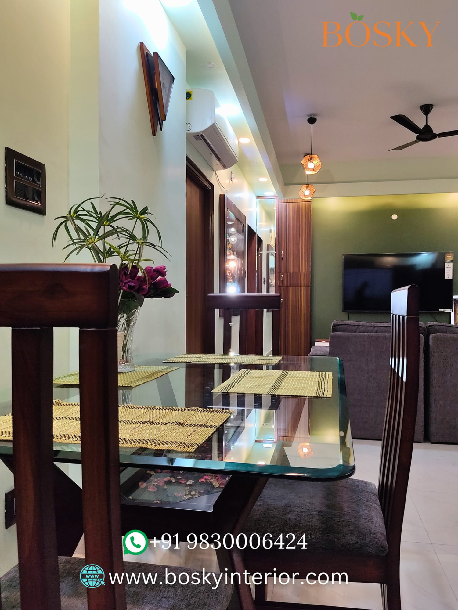 Eloquent Glass Table with Floral Petals