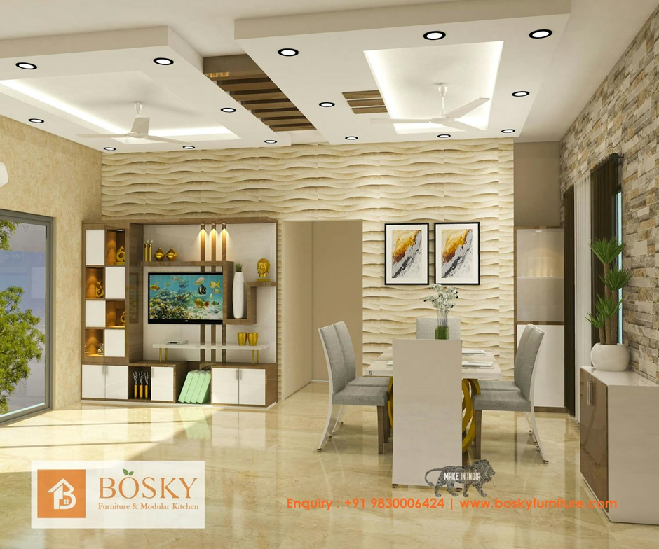 Cosy Grey and White Dining Table Design | Bosky Interior Designs