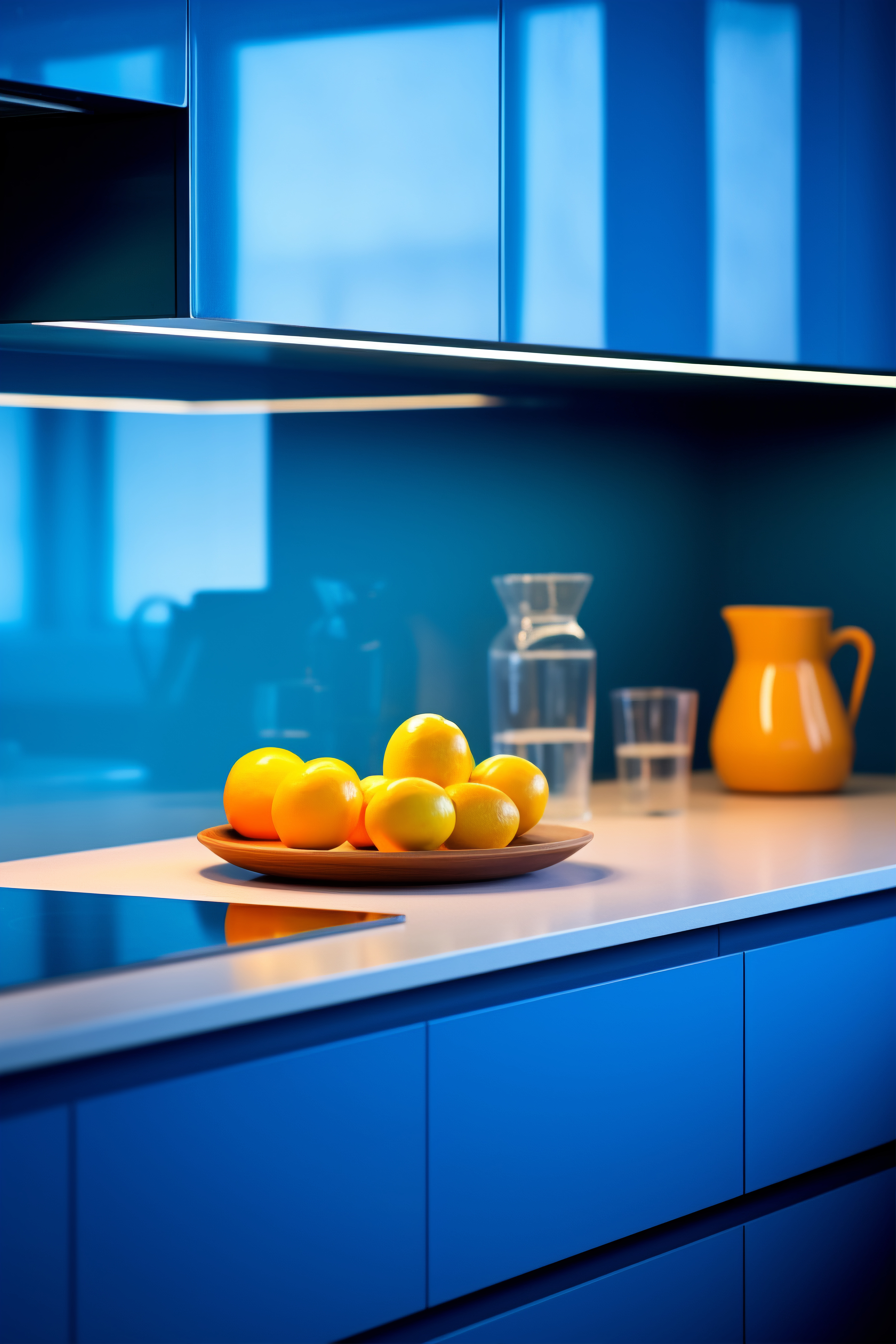 Glossy Baby Blue Finish kitchen tiles design ideas