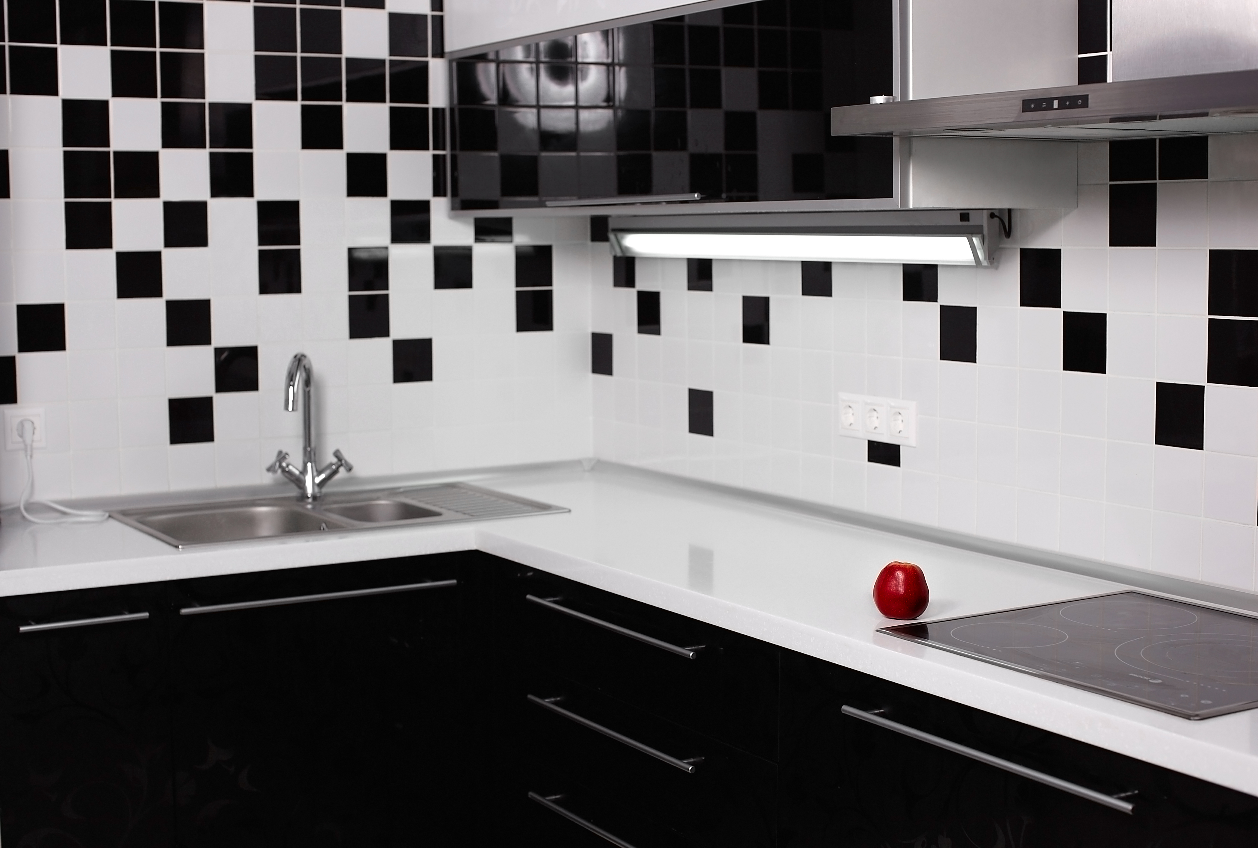 bold geometric backsplash