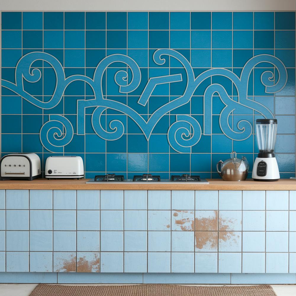 blue backsplash tile design