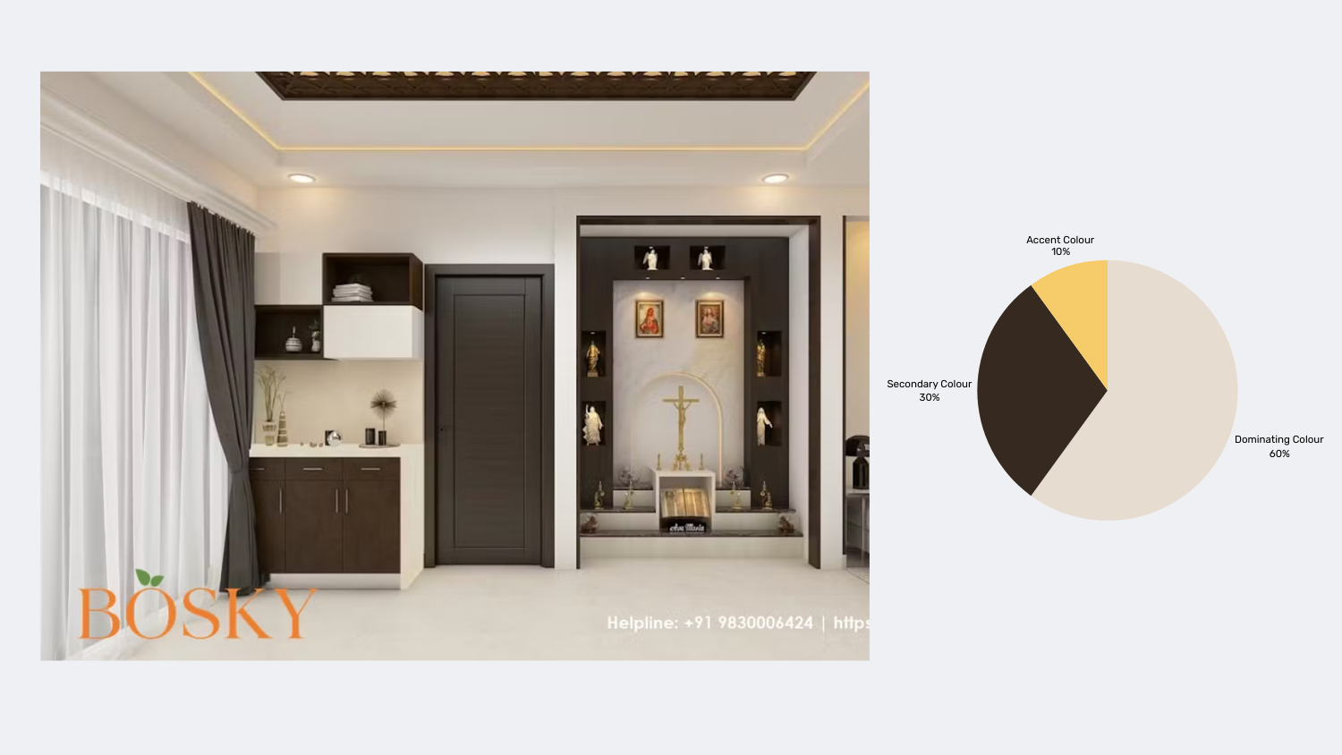 Refined Off White - Dark Wooden Hues With Yellow Accents Colour Combination | Bosky Interior
